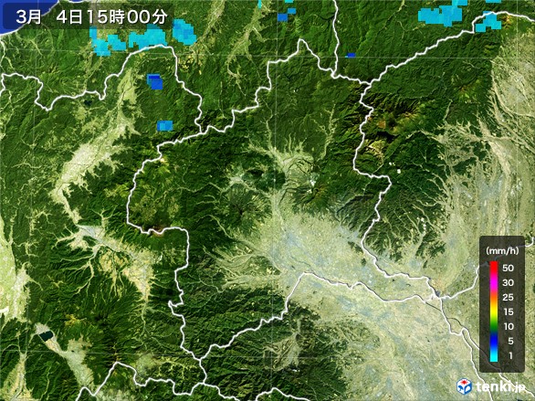 群馬県の雨雲レーダー(2017年03月04日)