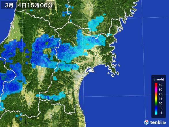 宮城県の雨雲レーダー(2017年03月04日)