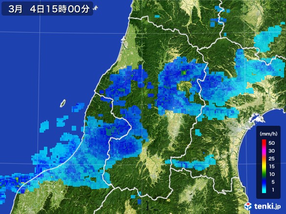 山形県の雨雲レーダー(2017年03月04日)
