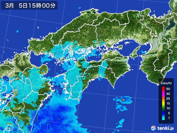 四国地方の雨雲レーダー(2017年03月05日)