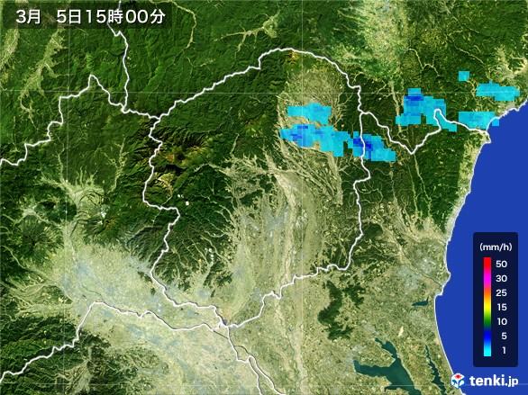 栃木県の雨雲レーダー(2017年03月05日)