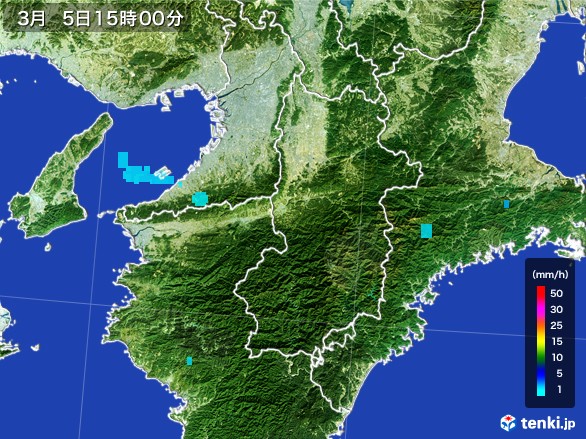 奈良県の雨雲レーダー(2017年03月05日)