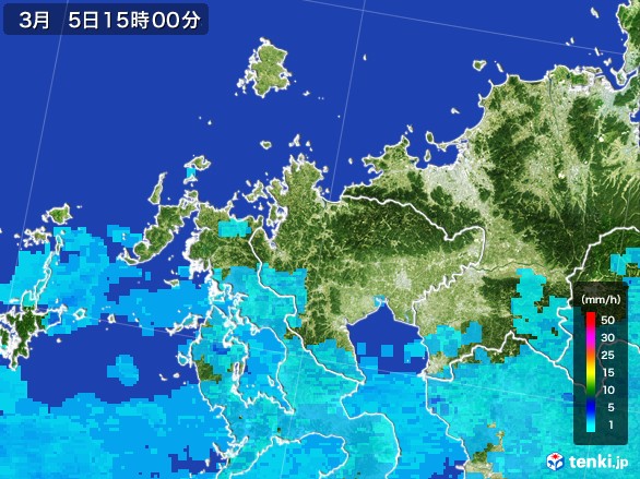 佐賀県の雨雲レーダー(2017年03月05日)