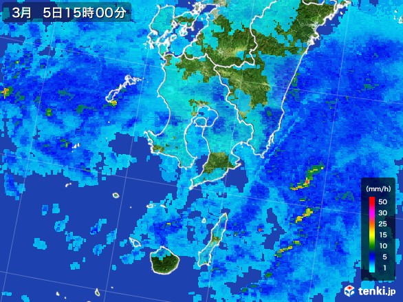 鹿児島県の雨雲レーダー(2017年03月05日)