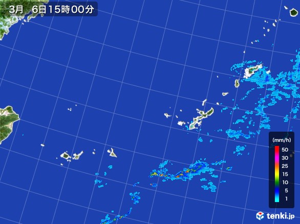 沖縄地方の雨雲レーダー(2017年03月06日)