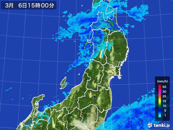 東北地方の雨雲レーダー(2017年03月06日)