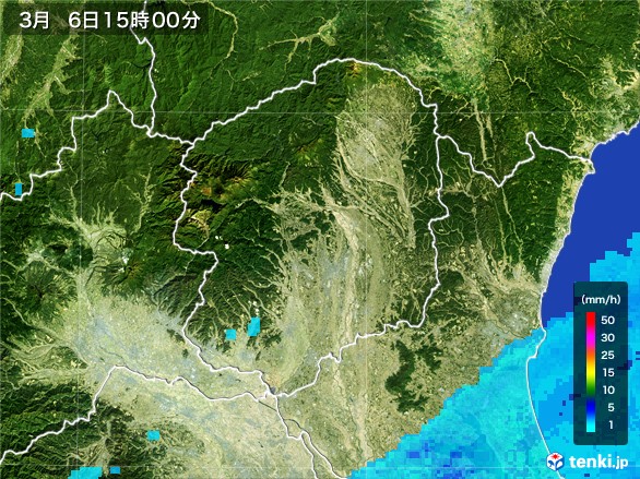 栃木県の雨雲レーダー(2017年03月06日)
