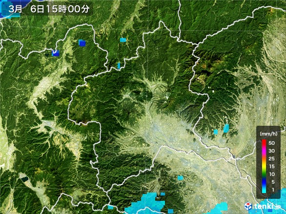 群馬県の雨雲レーダー(2017年03月06日)