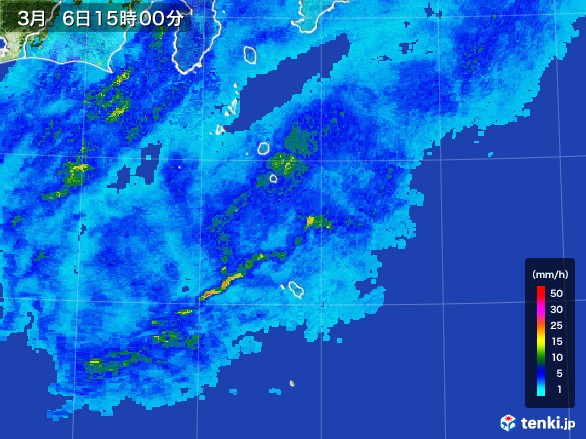 伊豆諸島(東京都)の雨雲レーダー(2017年03月06日)