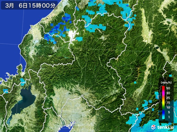 岐阜県の雨雲レーダー(2017年03月06日)