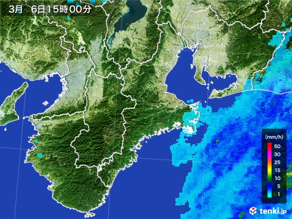 三重県の雨雲レーダー(2017年03月06日)