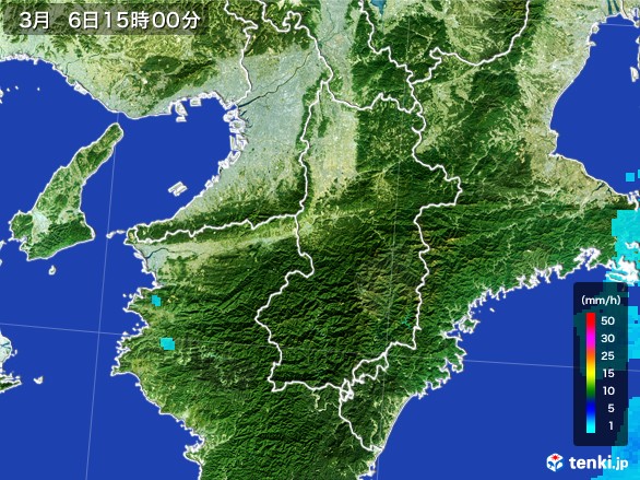 奈良県の雨雲レーダー(2017年03月06日)