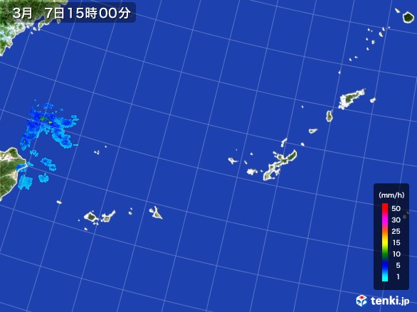 沖縄地方の雨雲レーダー(2017年03月07日)