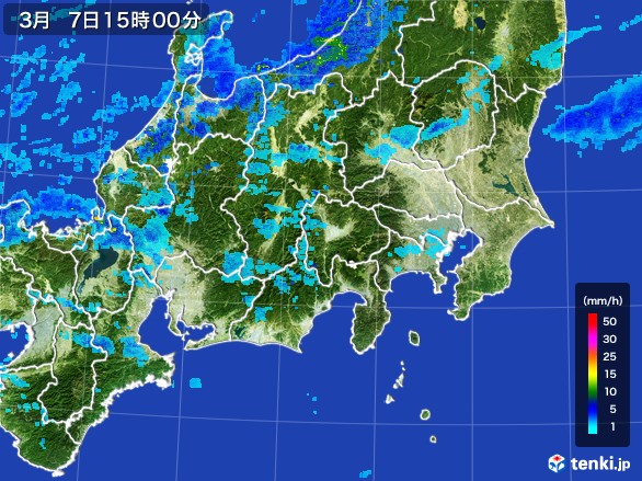 関東・甲信地方の雨雲レーダー(2017年03月07日)