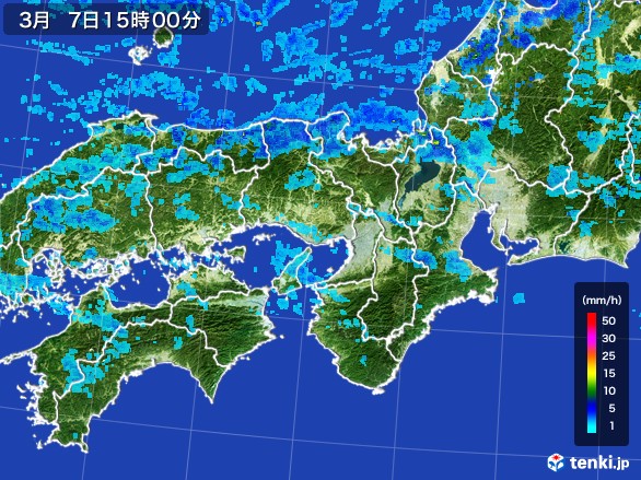 近畿地方の雨雲レーダー(2017年03月07日)