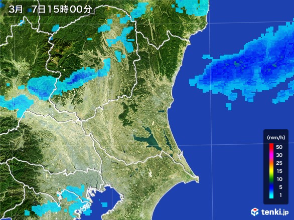 茨城県の雨雲レーダー(2017年03月07日)