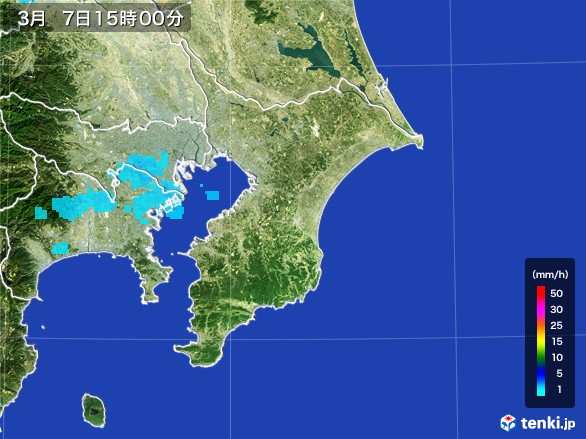 千葉県の雨雲レーダー(2017年03月07日)