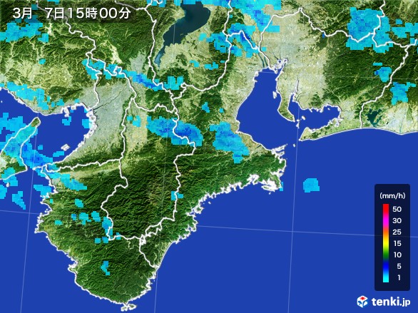 三重県の雨雲レーダー(2017年03月07日)