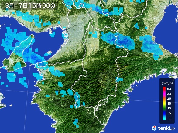 奈良県の雨雲レーダー(2017年03月07日)