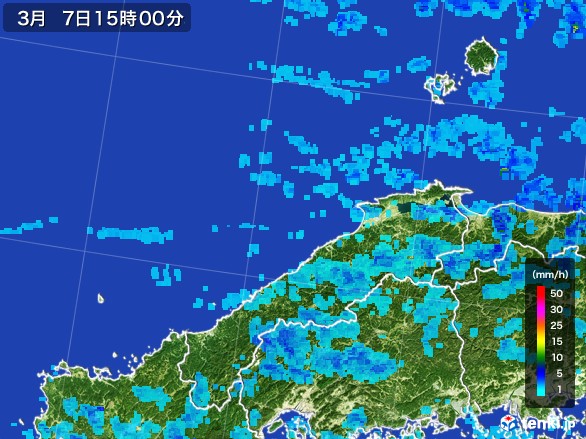島根県の雨雲レーダー(2017年03月07日)