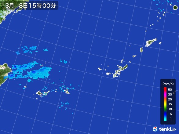 沖縄地方の雨雲レーダー(2017年03月08日)