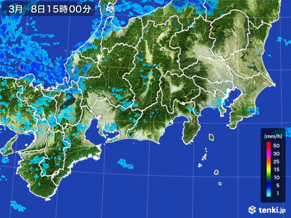 東海地方の雨雲レーダー(2017年03月08日)