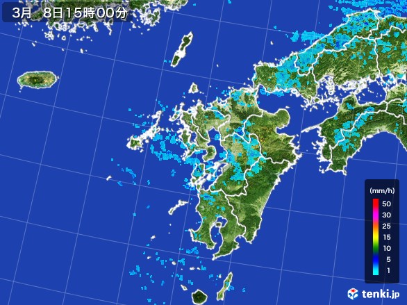 九州地方の雨雲レーダー(2017年03月08日)