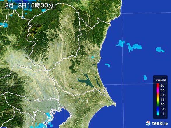 茨城県の雨雲レーダー(2017年03月08日)