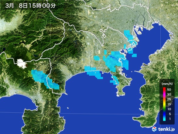 神奈川県の雨雲レーダー(2017年03月08日)