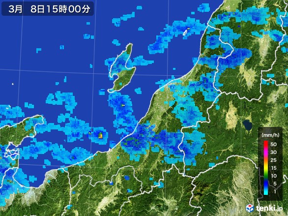 新潟県の雨雲レーダー(2017年03月08日)