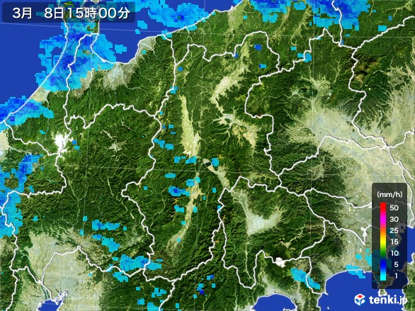 長野県の雨雲レーダー(2017年03月08日)