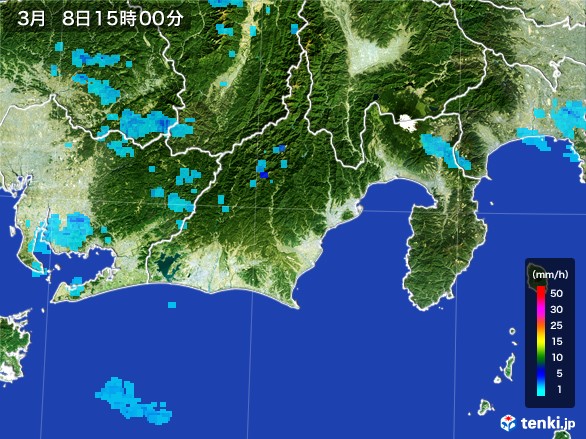 静岡県の雨雲レーダー(2017年03月08日)