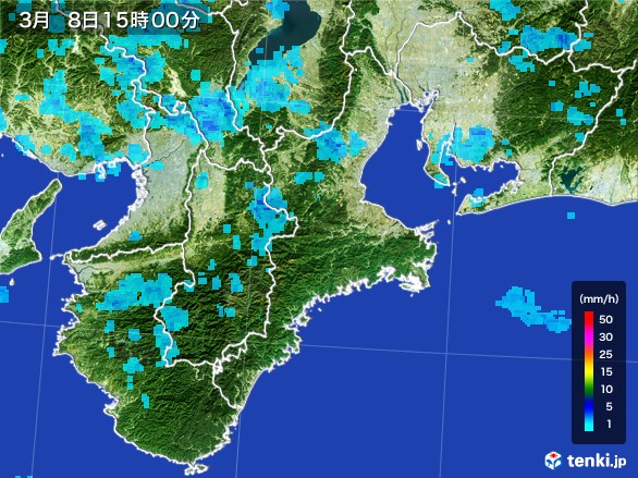 三重県の雨雲レーダー(2017年03月08日)