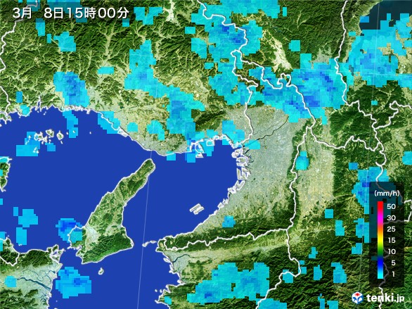 大阪府の雨雲レーダー(2017年03月08日)
