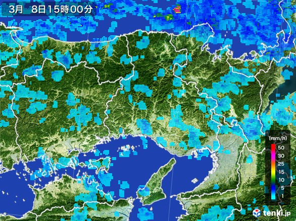 兵庫県の雨雲レーダー(2017年03月08日)