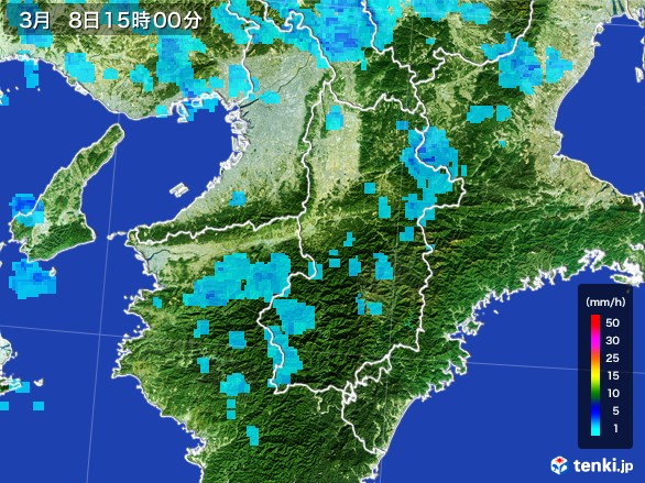 奈良県の雨雲レーダー(2017年03月08日)