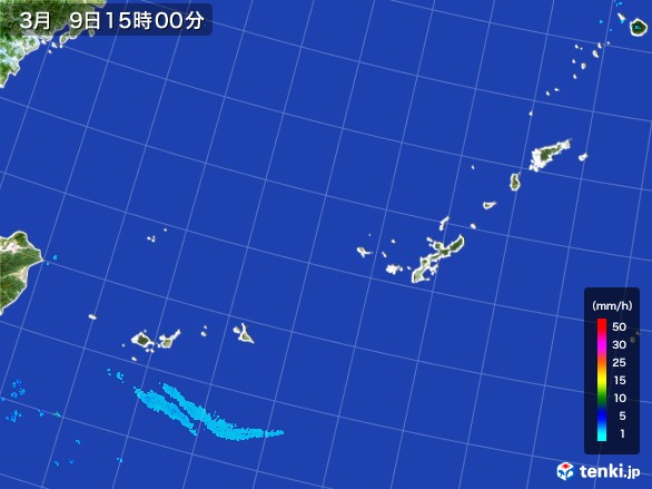 沖縄地方の雨雲レーダー(2017年03月09日)