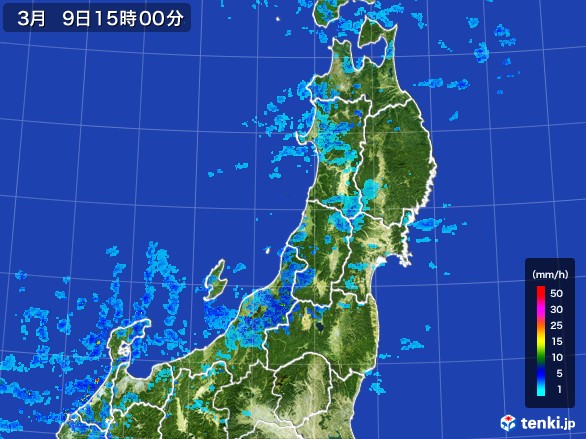 東北地方の雨雲レーダー(2017年03月09日)