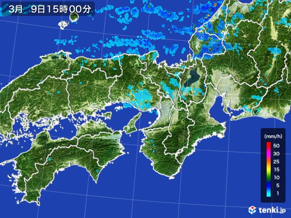 近畿地方の雨雲レーダー(2017年03月09日)