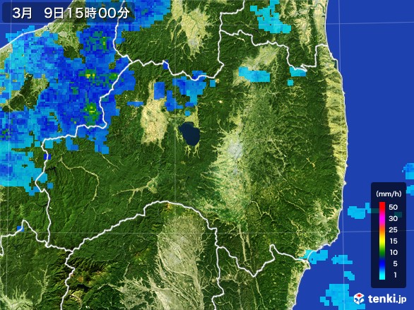 福島県の雨雲レーダー(2017年03月09日)