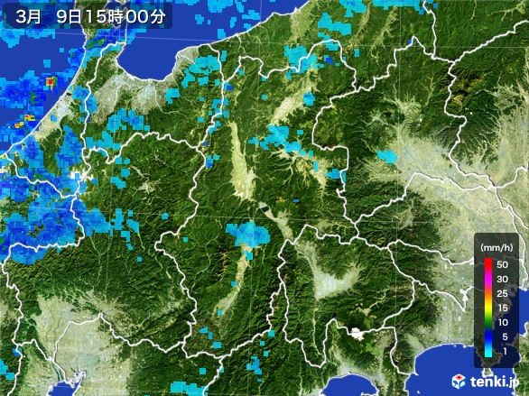 長野県の雨雲レーダー(2017年03月09日)