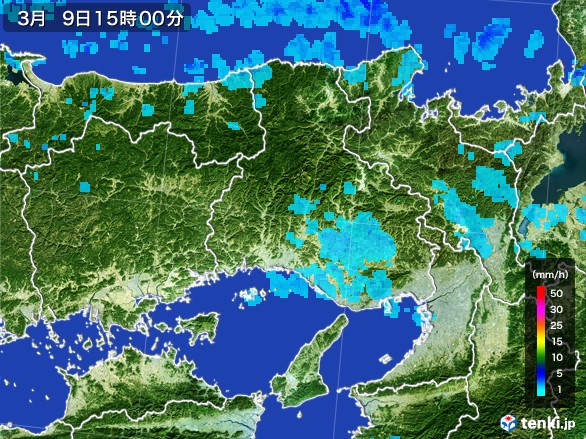 兵庫県の雨雲レーダー(2017年03月09日)