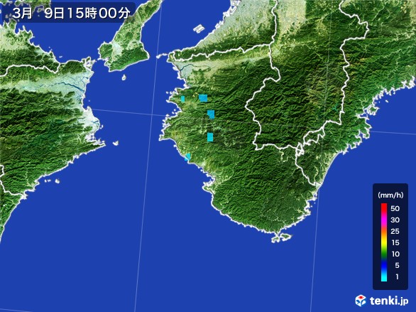 和歌山県の雨雲レーダー(2017年03月09日)