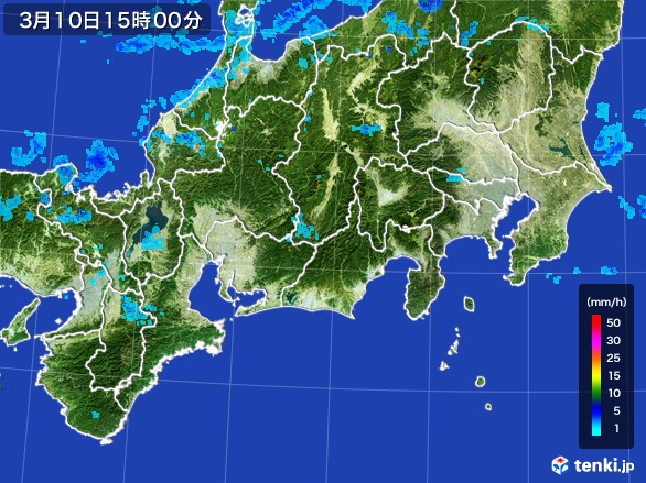 東海地方の雨雲レーダー(2017年03月10日)