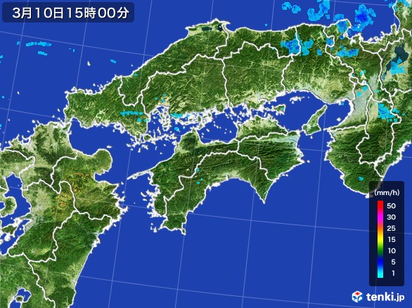四国地方の雨雲レーダー(2017年03月10日)