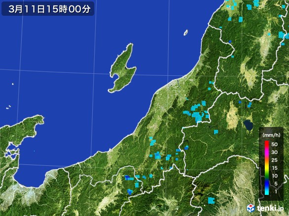 新潟県の雨雲レーダー(2017年03月11日)
