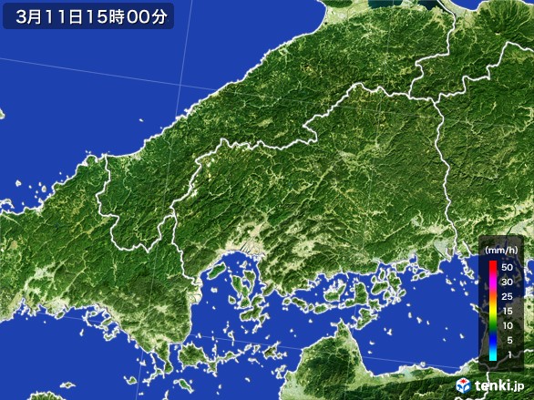広島県の雨雲レーダー(2017年03月11日)