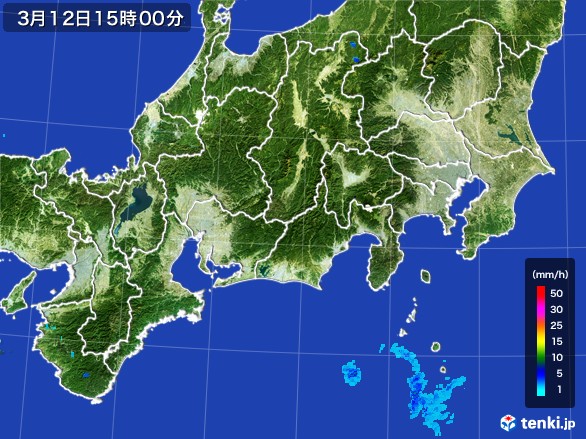 東海地方の雨雲レーダー(2017年03月12日)