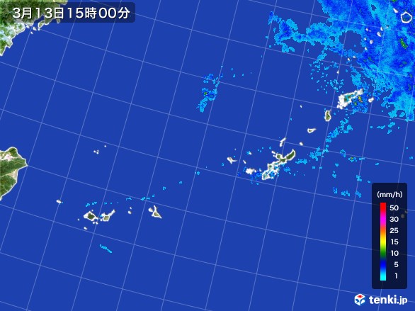 沖縄地方の雨雲レーダー(2017年03月13日)