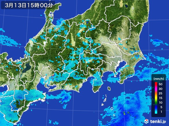 関東・甲信地方の雨雲レーダー(2017年03月13日)